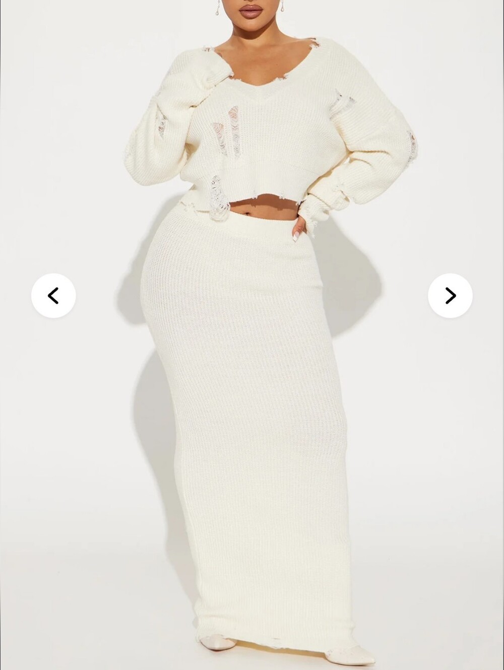 Fashion Nova Aurora Sweater Skirt Set Knit Maxi Skirt in Cream Plus Size 2X NWT - Picture 2 of 16